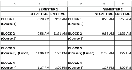 4x4 Schedule